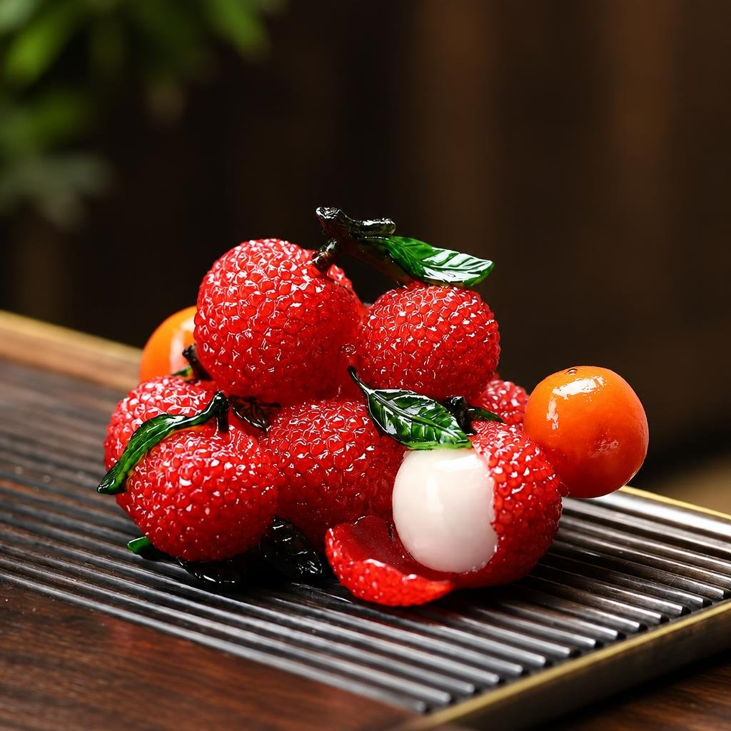 Decorazione per vassoio da tè con litchi in resina — Litchi a colore cangiante