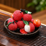 Decorazione per vassoio da tè con litchi in resina — Litchi a colore fisso con base