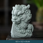 Figurina di creatura mitologica cinese in ceramica — Seduta con criniera riccia