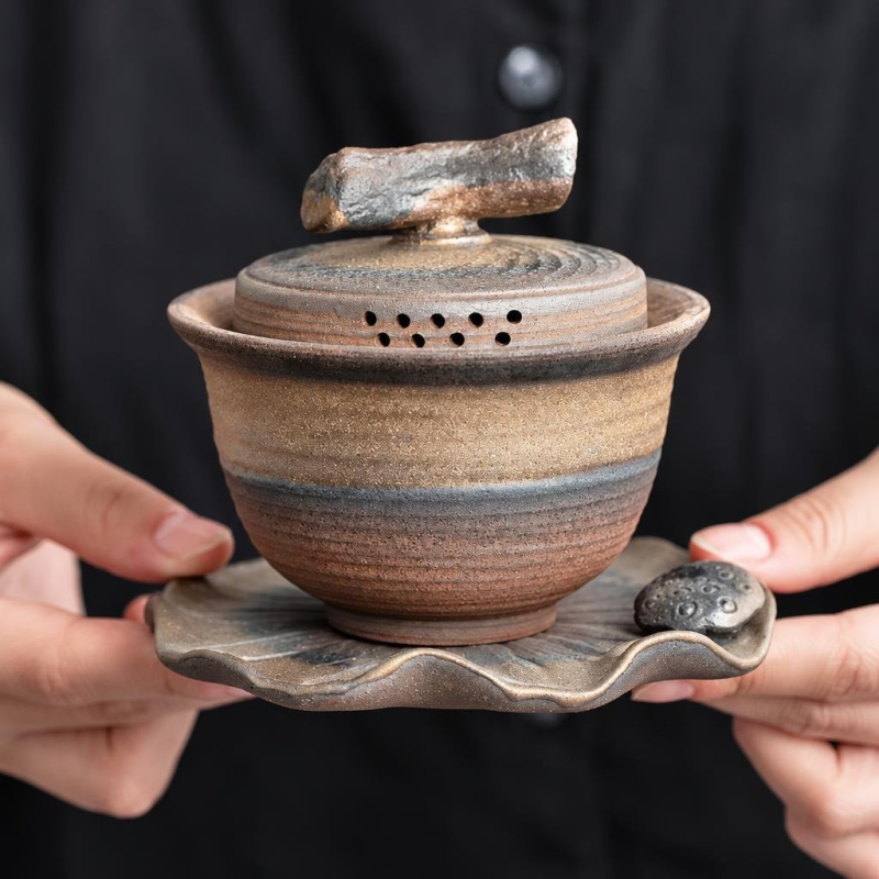 Gaiwan artigianale in ceramica con coperchio