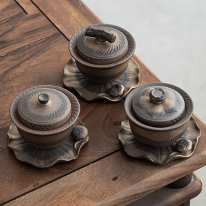 Gaiwan artigianale in ceramica con coperchio