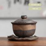 Gaiwan artigianale in ceramica con coperchio — Bassa scanalata