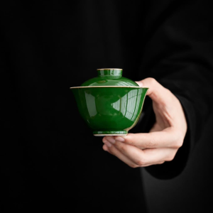 Gaiwan cinese in ceramica verde smeraldo
