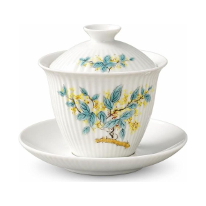 Gaiwan decorato in porcellana con motivi floreali