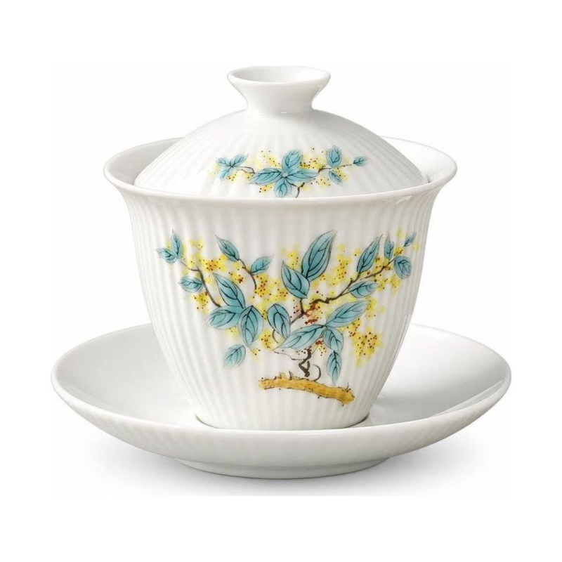 Gaiwan decorato in porcellana con motivi floreali