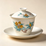 Gaiwan decorato in porcellana con motivi floreali