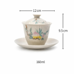 Gaiwan decorato in porcellana con motivi floreali