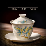 Gaiwan decorato in porcellana con motivi floreali — Piccoli fiori gialli