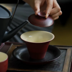 Gaiwan dipinto a mano in ceramica di gres rosso