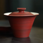 Gaiwan dipinto a mano in ceramica di gres rosso