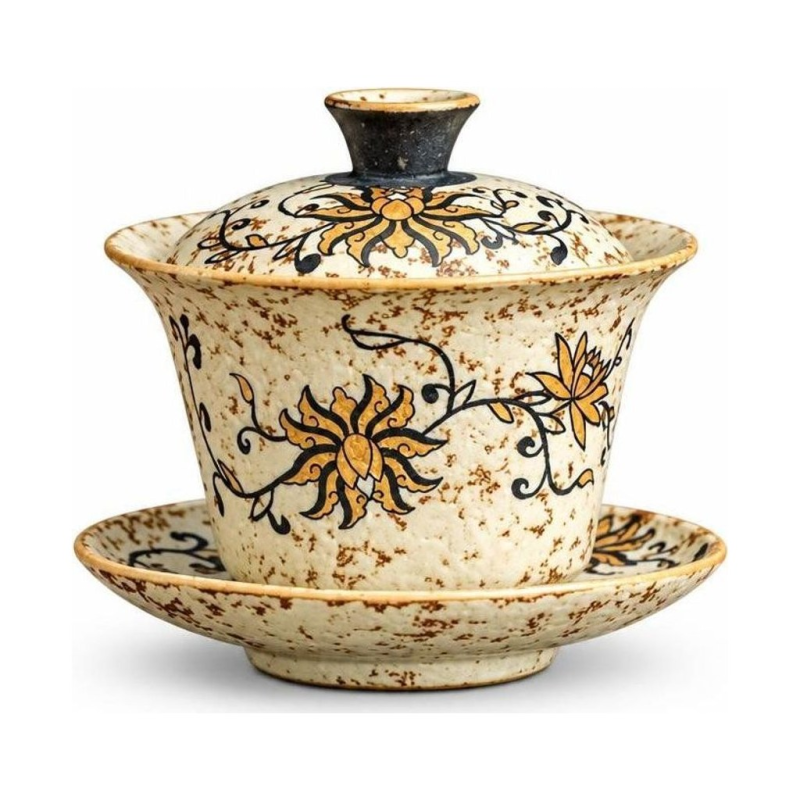 Gaiwan in ceramica a fiori dipinti