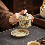 Gaiwan in ceramica a fiori dipinti