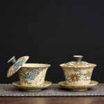 Gaiwan in ceramica a fiori dipinti
