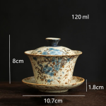 Gaiwan in ceramica a fiori dipinti — Svasato, fiori azzurri