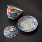 Gaiwan in ceramica con drago rosso