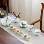 Gaiwan in porcellana con decori floreali e paesaggi
