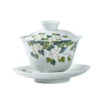 Gaiwan in porcellana con decori floreali e paesaggi