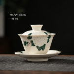 Gaiwan in porcellana con decori floreali e paesaggi — Bouquet bianco