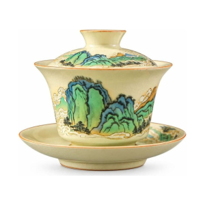 Gaiwan in porcellana con decori Montagne o Fiori