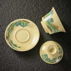 Gaiwan in porcellana con decori Montagne o Fiori