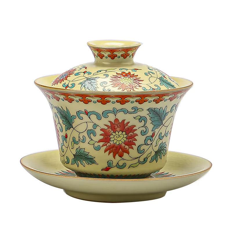 Gaiwan in porcellana con decori Montagne o Fiori