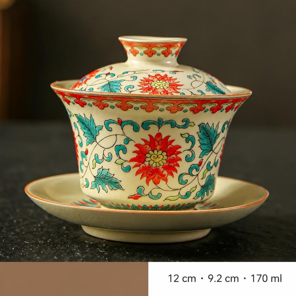 Gaiwan in porcellana con decori Montagne o Fiori