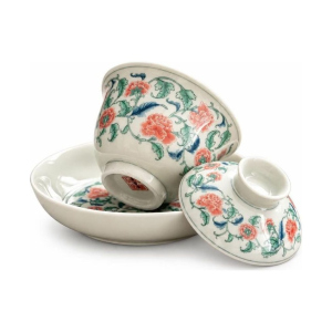 Gaiwan in porcellana con decoro floreale