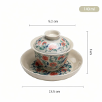 Gaiwan in porcellana con decoro floreale
