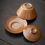 Gaiwan in porcellana con smalto dorato