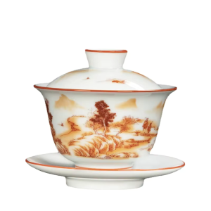 Gaiwan in porcellana di Dehua dipinto a mano