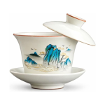 Gaiwan in porcellana di Dehua dipinto a mano — Bambù a inchiostro