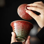 Gaiwan in porcellana rosso granato