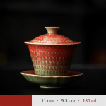 Gaiwan in porcellana rosso granato — 3 pezzi