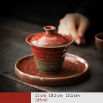 Gaiwan in porcellana rosso granato — Piattino largo