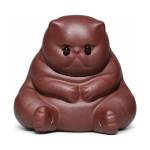 Gatto tea pet in argilla viola