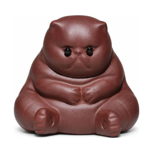 Gatto tea pet in argilla viola