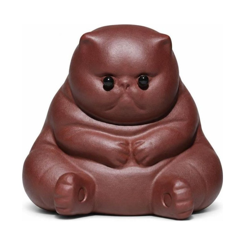 Gatto tea pet in argilla viola