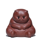Gatto tea pet in argilla viola — Marrone rossastro