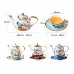 Servizio da tè in porcellana con decoro di pavoni e fiori