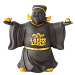 Statuetta del dio della ricchezza in argilla viola