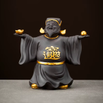 Statuetta del dio della ricchezza in argilla viola — Nero antracite
