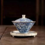 Tazza gaiwan in porcellana blu e bianca