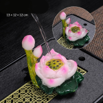Tea pet a forma di loto in resina — Rosa con boccioli