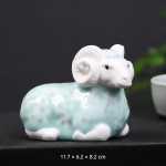 Tea pet a forma di pecora in ceramica — Sdraiata, testa bianca