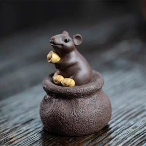 Tea pet a forma di topo in argilla di Yixing — Topo grigio-bruno
