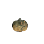 Tea pet a forma di zucca con rana in sabbia viola — Zucca rotonda verde oliva e ocra
