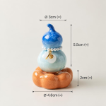 Tea pet a forma di zucca con smalto cristallino — Blu acceso, base arancione