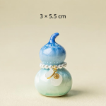 Tea pet a forma di zucca con smalto cristallino — Blu, ciondolo dorato, 3 × 5,5 cm