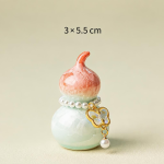 Tea pet a forma di zucca con smalto cristallino — Corallo, farfalla blu e dorata, 3 × 5,5 cm