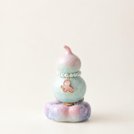 Tea pet a forma di zucca con smalto cristallino — Rosa pallido, 8 × 5 cm